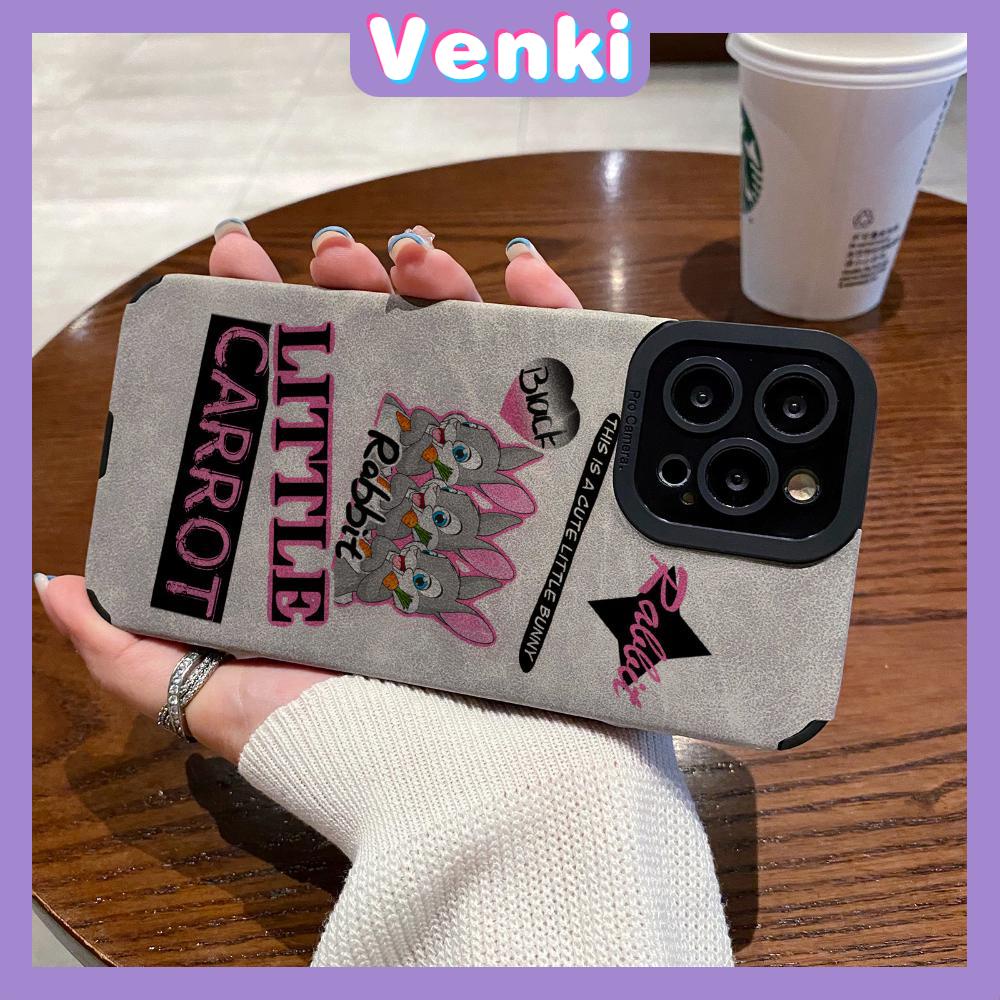 VENKI - Untuk iPhone 11 Case Leather Pupil Suede Case Soft Shockproof Case Camera Simple Cute Bunny Kompatibel dengan iPhone 14 13 Pro max 12 Pro max xr xs 7Plus 8Plus