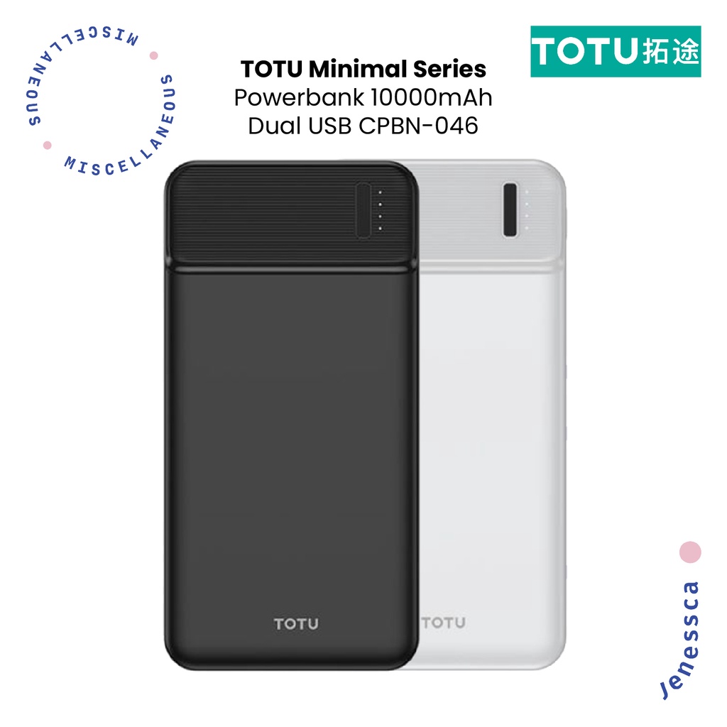Powerbank 10000mAh TOTU Minimal Series Dual USB Output 5V/2.4A