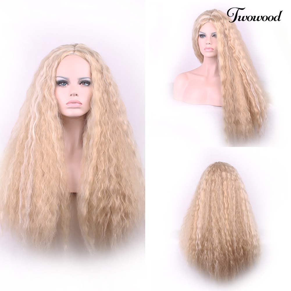 Twowood Fashion Panjang Keriting Wanita Kualitas Tinggi Suhu Tinggi Serat Rambut Wig Penuh