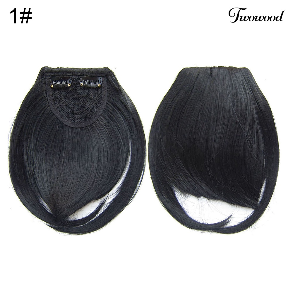 Twowood Gadis Clip-in Front Hair Extension Wig Lurus Sintetis Fringe Bang Sopak