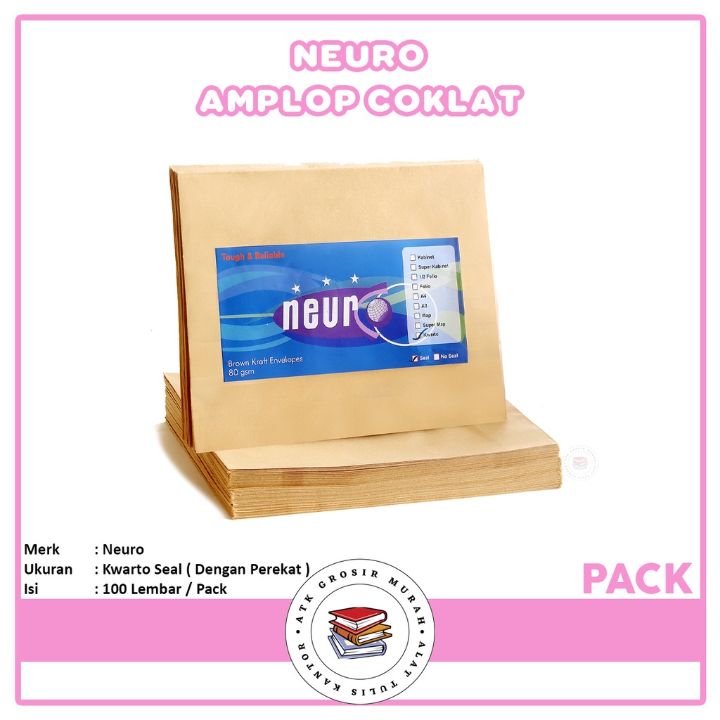 

NEURO - Amplop Coklat Polos Ukuran Kwarto Seal - Pack