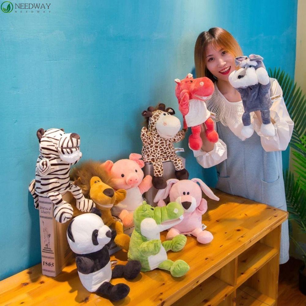 Needway Animal Hand Puppet Bercerita Bayi Raccoon Boneka Binatang Game Sarung Kartun Mainan Mewah Boneka Kucing Orang Tua-Anak Kelinci Anak Wayang