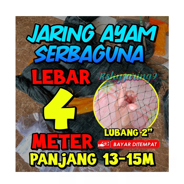 Jaring Pagar Ayam 4 meter / Jaring Lubang Kecil /Jaring Kandang /Jaring Burung / Jaring Taman