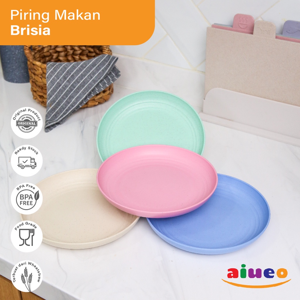 Piring Warna Warni  25cm Wheat Straw Bahan Tebal - Piring Makan BPA Free