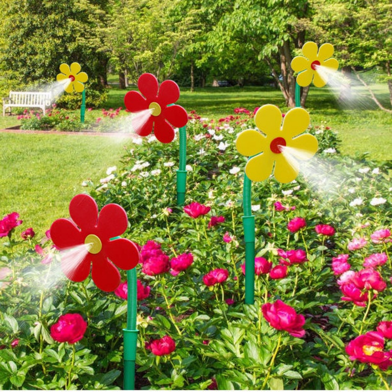 360° Rotatable Sunflower Shaped Sprinkler Great Water Flow Lawn Sprinkling Spouts Cute Dancing Irrigating Nozzle Alat Siram Hias Taman Sistem Irigasi Pertanian Efisien