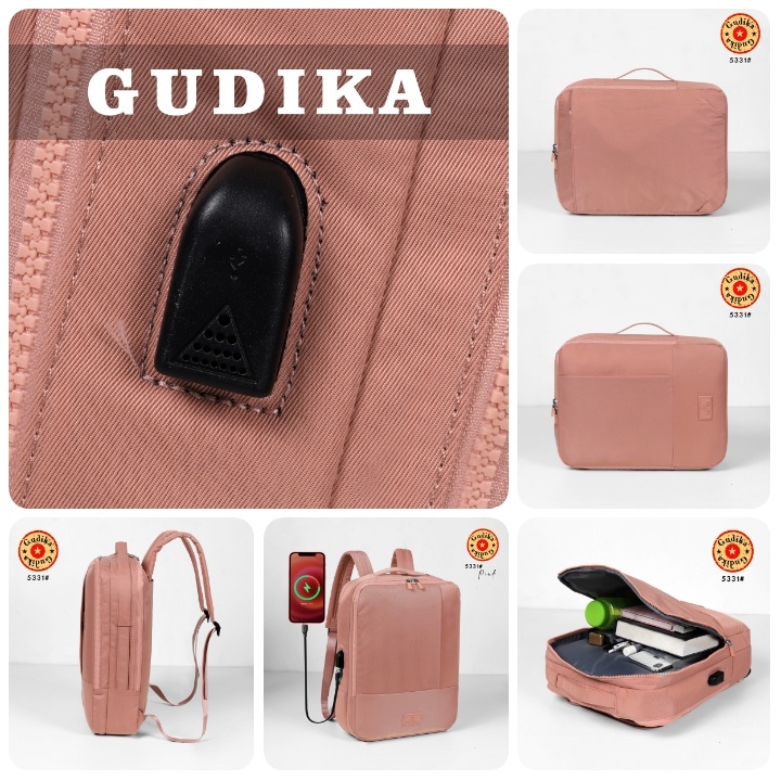 GUDIKA Bag Sefora 5330 ( 2 Fungsi ) Tas Laptop Backpack Ransel Nylon Waterproof 14 15 16 inch with USB Port - Tas Laptop Macbook Selempang Hand Strap - Ransel Kasual Bahan Nilon Anti Air Untuk Outdoor/Travel/Hiking/Sekolah/Hadiah