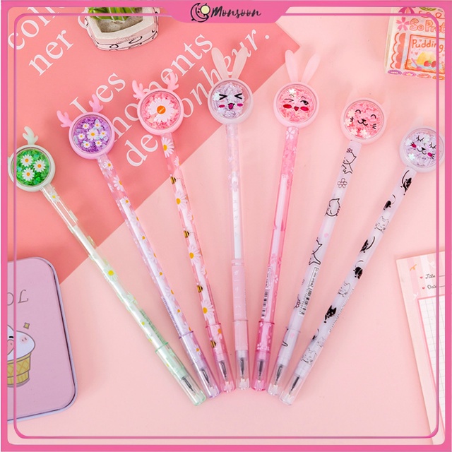 MONSOON - D6127 Stationery Sekolah / Bolpen Gel / Pena Pulpen Gel Motif Karakter Kelinci Lucu S5610 / Pulpen Gel 0.5mm / Pena Telinga Kelinci