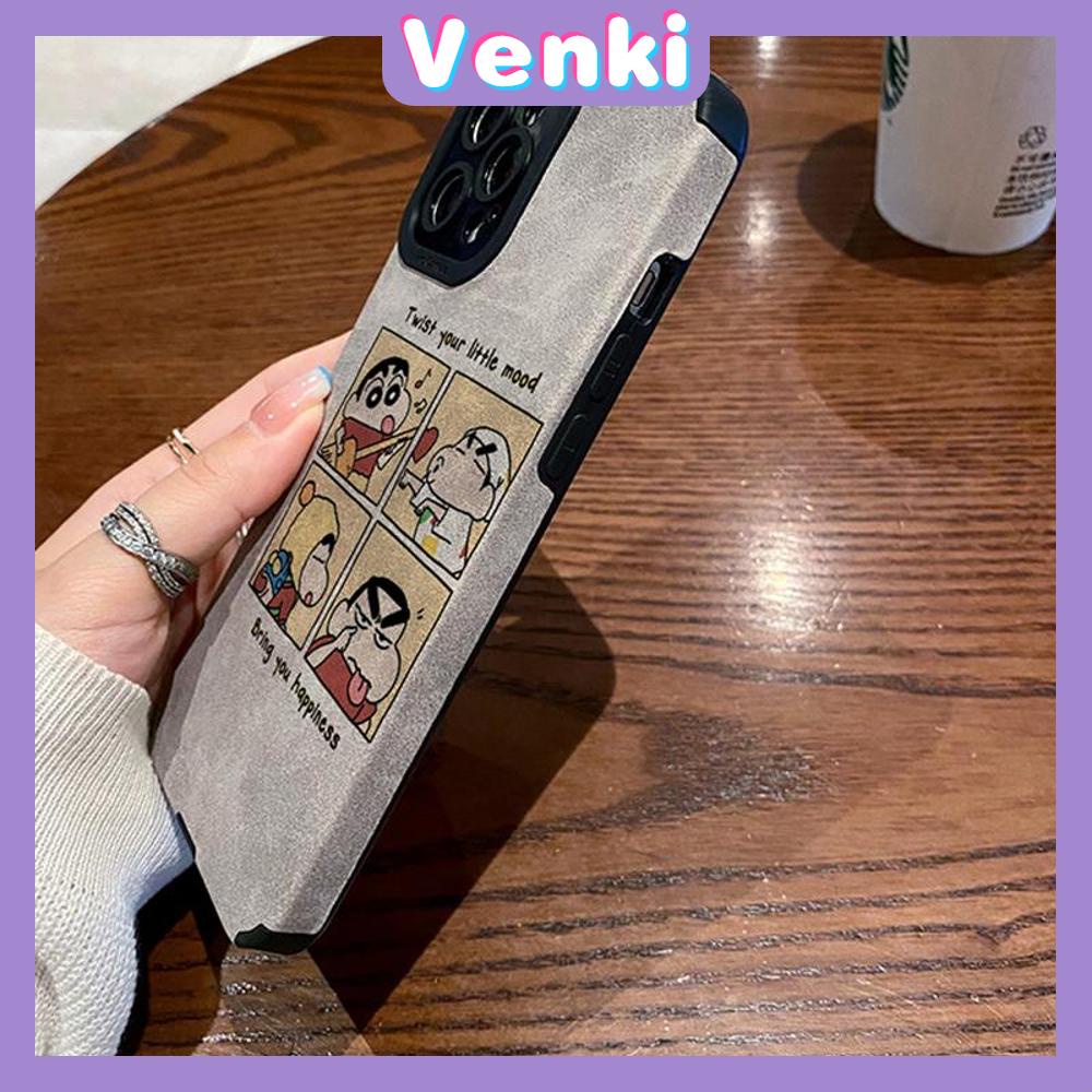 VENKI - Untuk iPhone 11 Case Leather Pupil Suede Case Soft Shockproof Case Kamera Sederhana Karakter Kartun Lucu Kompatibel dengan iPhone 14 13 Pro max 12 Pro max xr xs 7Plus 8Plus