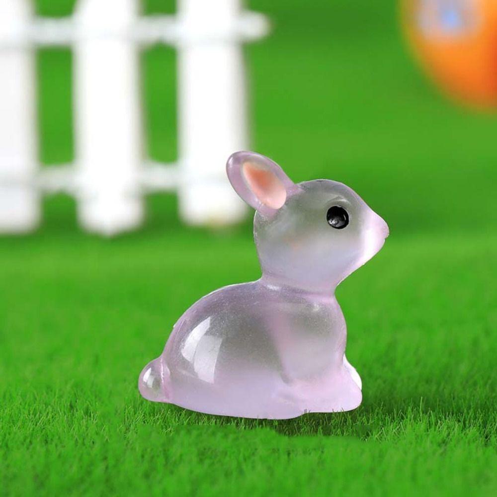 Lanfy Patung Kelinci Bercahaya Taman Hadiah Ulang Tahun Bunny Figure Ornamen Glow In The Dark Aksesoris Interior Mobil Akuarium Dekorasi Miniatur Angka