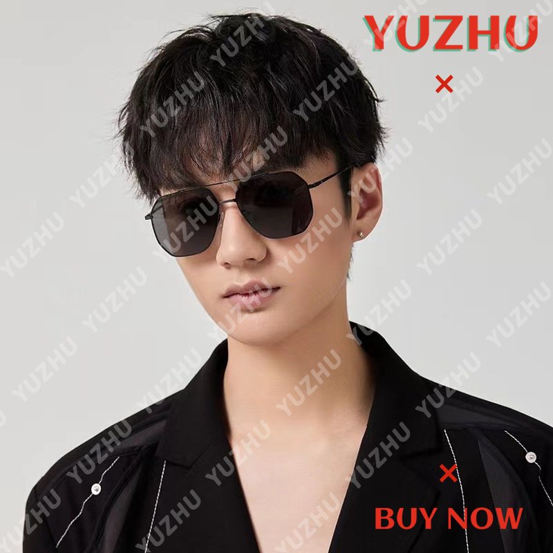 (YUZHU) Vintage Fashion Logam Double Beam Polarized Sunglasses Anti UV Mengemudi Kacamata Hitam Pria