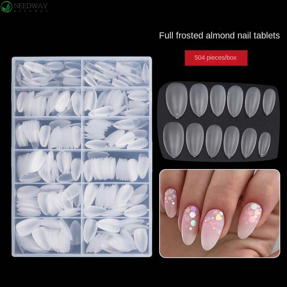 Needway Almond Kuku Palsu Detachable Women Nail Mold Tips Transparan Full Cover Kuku Palsu Ekstensi Kuku Tekan Pada Kuku Dekorasi Kuku