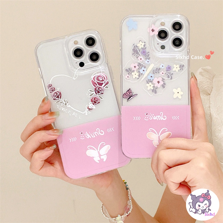 IPHONE Kompatibel Untuk Iphone14 13 12 11 Pro Max SE2020 X XR Xs Max7 8 6 6s Plus Fashion Ins Love Butterfly Silicon Phone Case Lembut TPU Shockproof Cover