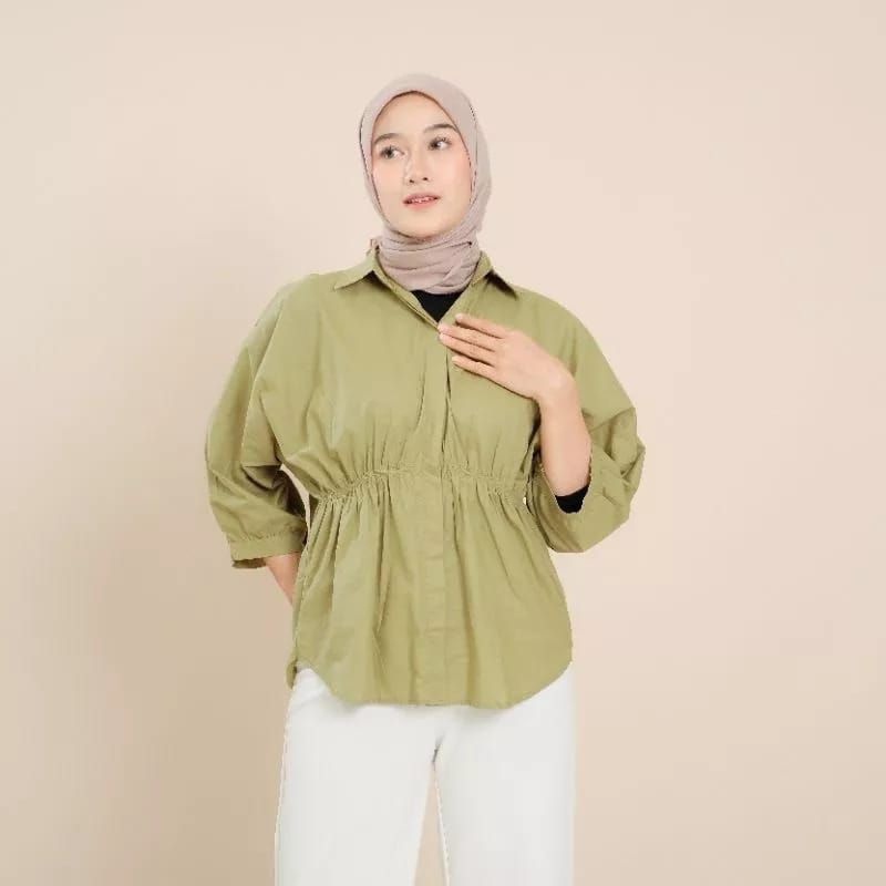 ZASKIYA- Kemeja Blouse Wanita Aliya / Kemeja Wanita Kerut Depan Aliya Shirt