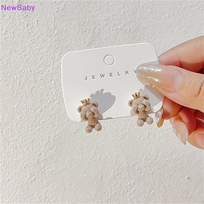 Newbaby Lucu Berkelompok Beruang Mewah Pejantan Anting-Anting Gadis Kawaii Hewan Anting Perhiasan Hadiah Pesta ID