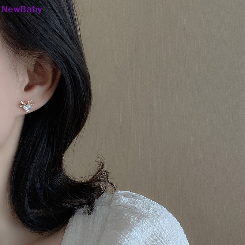 Newbaby 1pasang Anting Lucu Kelinci Indah Zirkon Berlian Imitasi Stud Earrings Fashion Perhiasan Stud Earrings Wanita Temperamen Ringan Perhiasan Pernikahan ID