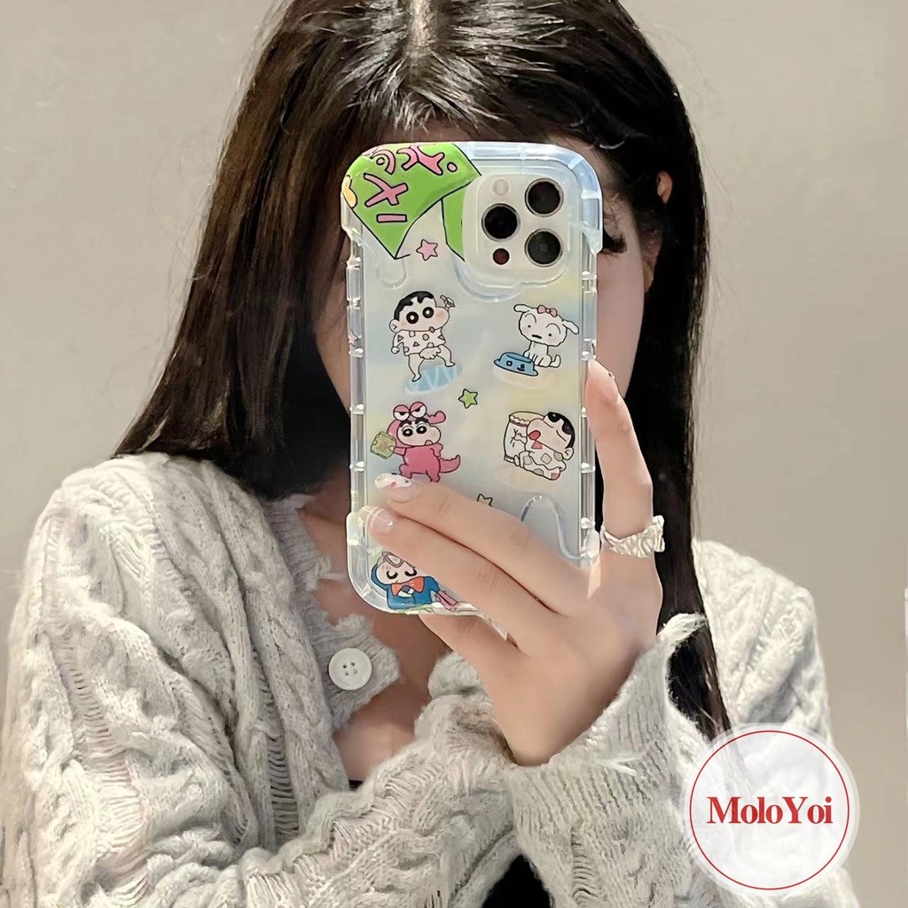 3d Ice Cream Kartun Crayon Shin-chan Case Kompatibel Untuk IPhone XR XS X Max11 13 14 12 Pro Max 7plus8 7 Plus SE 2020lucu Hello Kitty Pochacco Kuromi Lembut TPU Cover