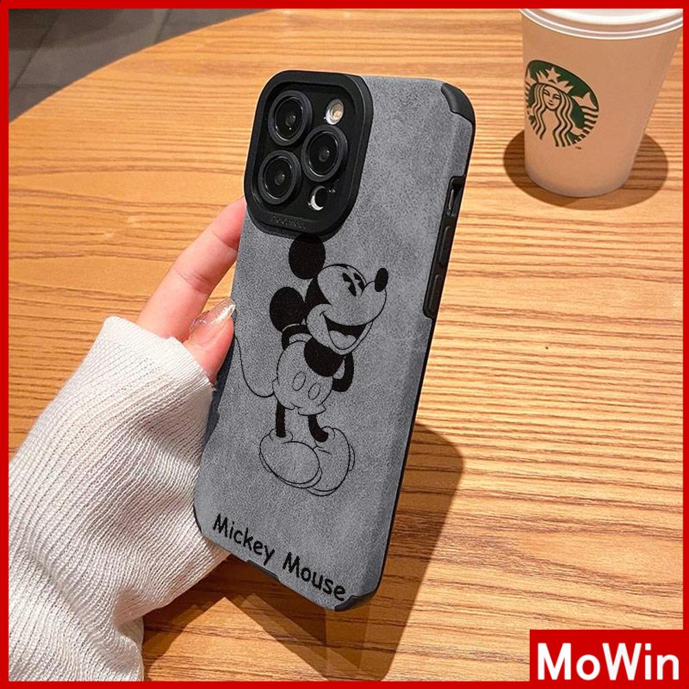 Untuk iPhone 14pro max iPhone Case Murid Patch Kulit Suede Shockproof Kamera Case Perlindungan Lucu Kartun Mouse Kompatibel Dengan iPhone 13 Pro max 12 Pro max 11 xr xs max 7 8Plus