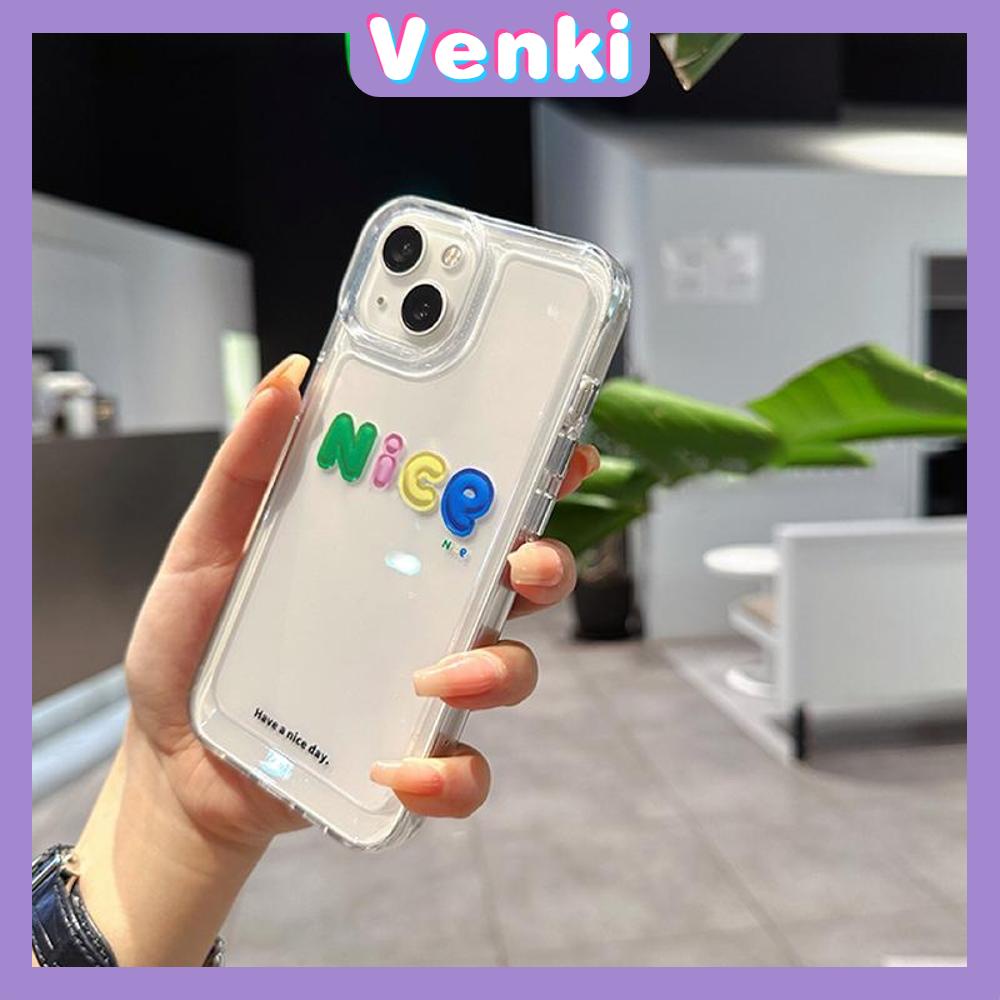 Venki - Untuk Iphone11 iPhone Case Bening Lubang Besar Space Case TPU Soft Case Shockproof Protection Camera Simple Bahasa Inggris Bagus Kompatibel Dengan Iphone14 13 Pro Max 12 Pro Max 11 xr xs