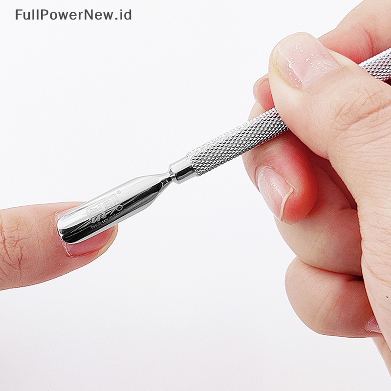 Power Stainless Steel Pendorong Kutikula Penjepit Bulu Mata Nail Art Files UV Gel Polish ID