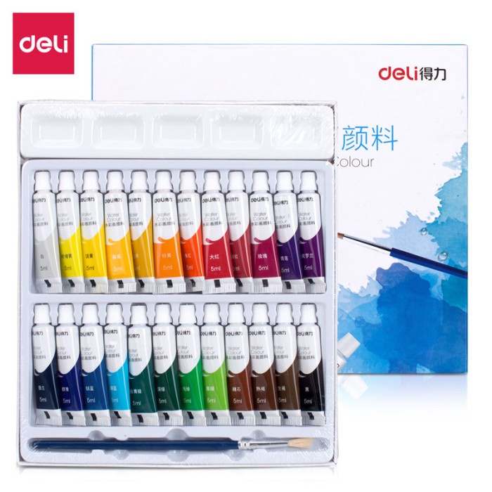 

Deli Water Color Paint / Cat Air Set 5ML Bersertifikat Aman 738XX - 24 WARNA