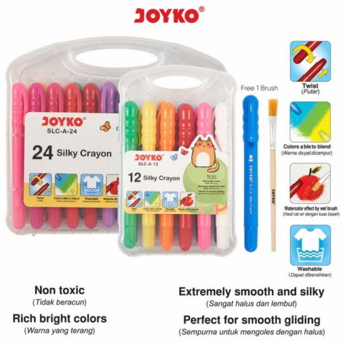

Joyko Twist Crayon Silky Oil Pastel / Krayon Joyko Halus Putar SLC-A - 12 Warna