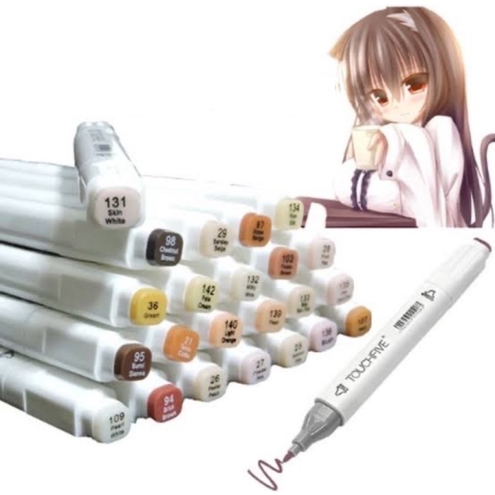

Touchfive Touchnew Twin Marker Spidol 12 24 Warna Kulit Skin Colors - 5pcs BrushTip, Putih
