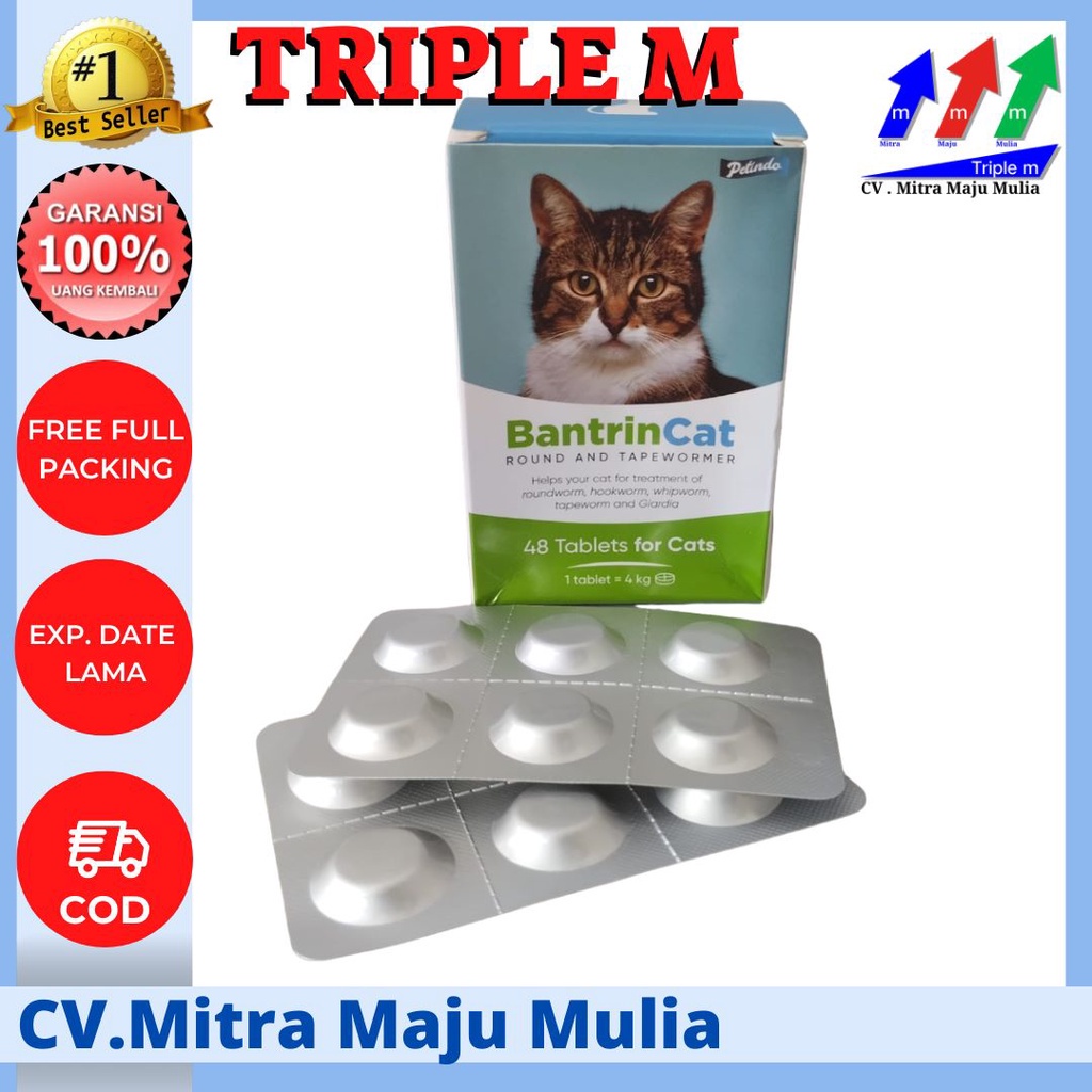 BANTRIN CAT 1 Tablet Obat Cacing Kucing Setara dengan DRONTAL TRIPLE M