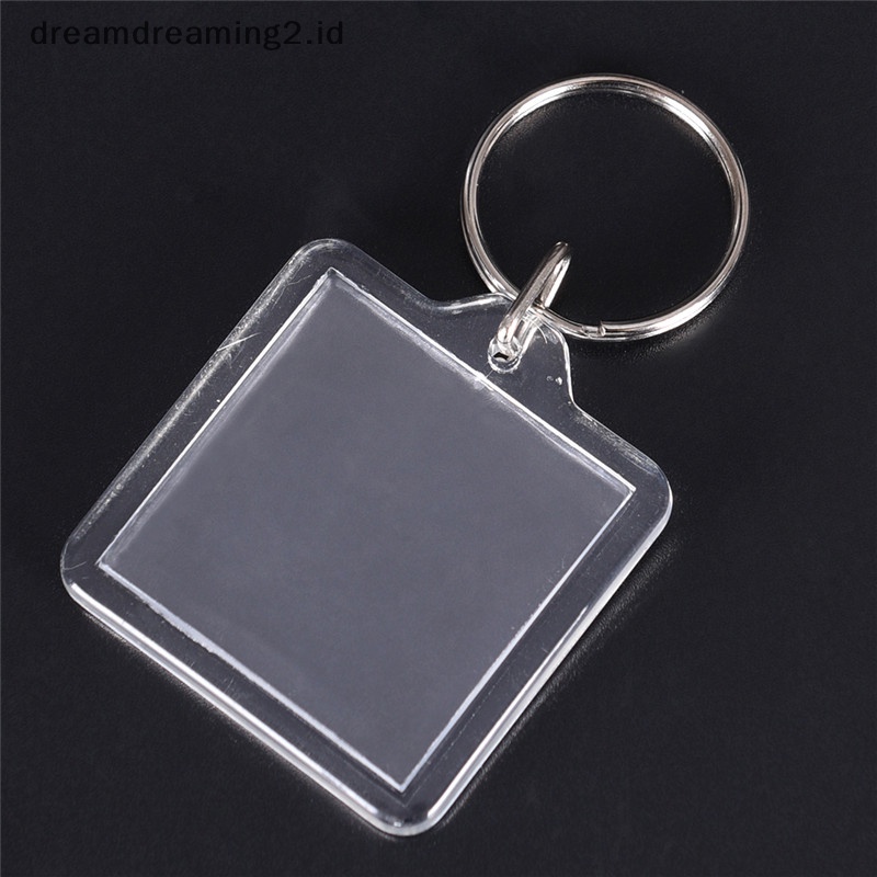 (drea) 5pcs Sisipan Kosong Transparan Foto Bingkai Foto Keyring Gantungan Kunci Hadiah DIY //