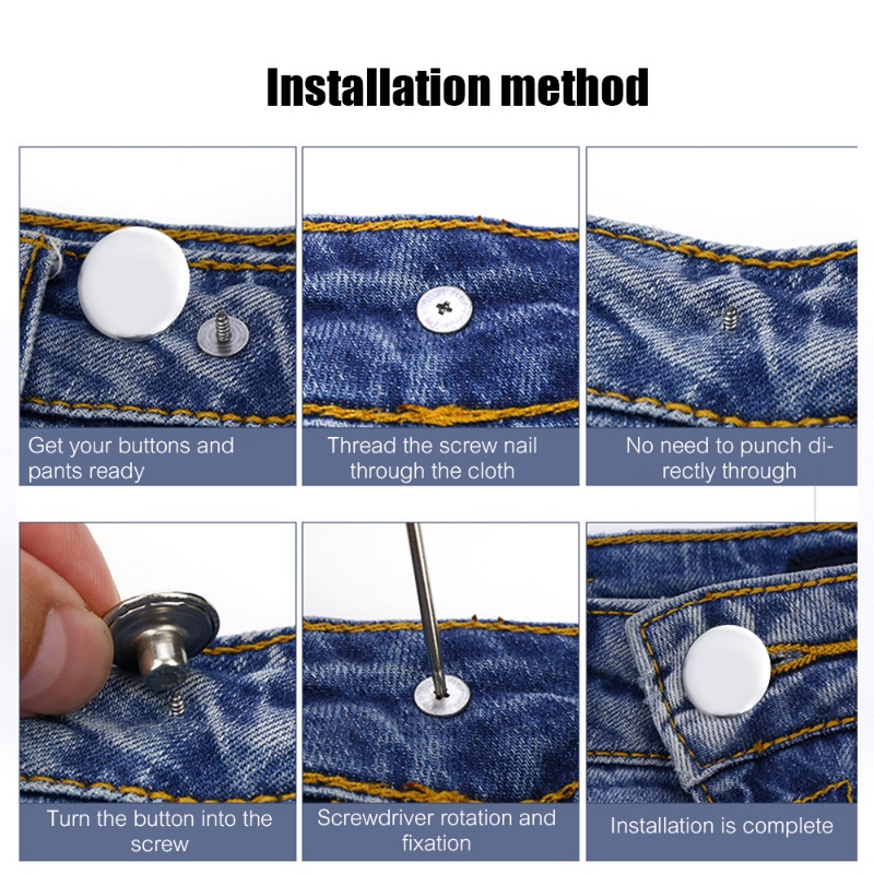 2pcs Adjustable Detachable Jeans Waist Button Reusable Jahit Bebas Celana Gesper Snap Logam DIY Tombol Pakaian Aksesoris