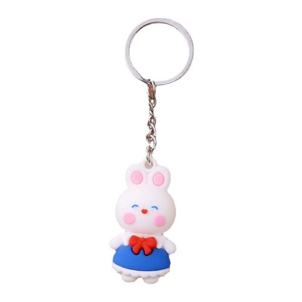 Lanfy Gantungan Kunci Kelinci Lucu Multicolor Aksesoris Kunci Liontin PVC Lovely Rabbit Key Buckle Bunny Keychain Untuk Ornamen