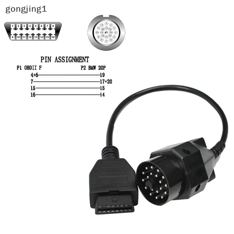 Ggg 1Pce OBD Adapter Untuk BMW 20pin Ke OBD2 16pin Female Connector e36 e39 X5 Z3 ID