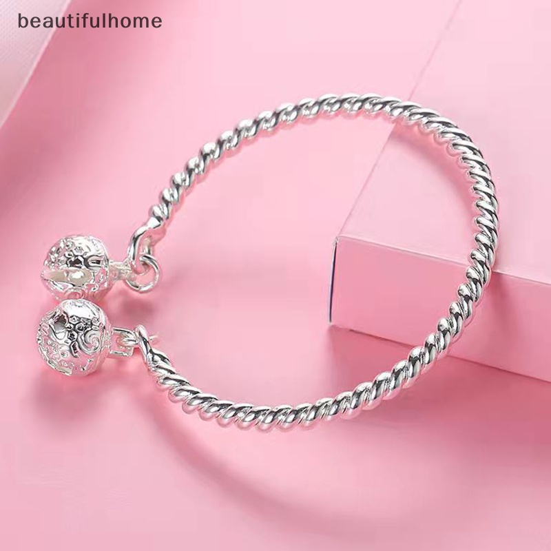 {beautifulhome} Gelang Bangle Liontin Fashion Adjustable Warna Silver Plated Untuk Wanita.