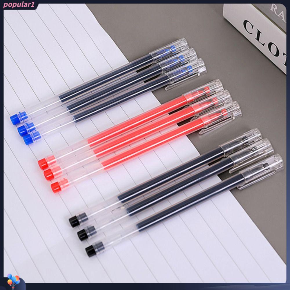 Populer 10PCS Gel Pen Alat Tulis Hadiah Siswa Ujung Jarum Hitam/Biru/Merah Tinta 0.5mm Pena Netral Sederhana Untuk Kantor Sekolah
