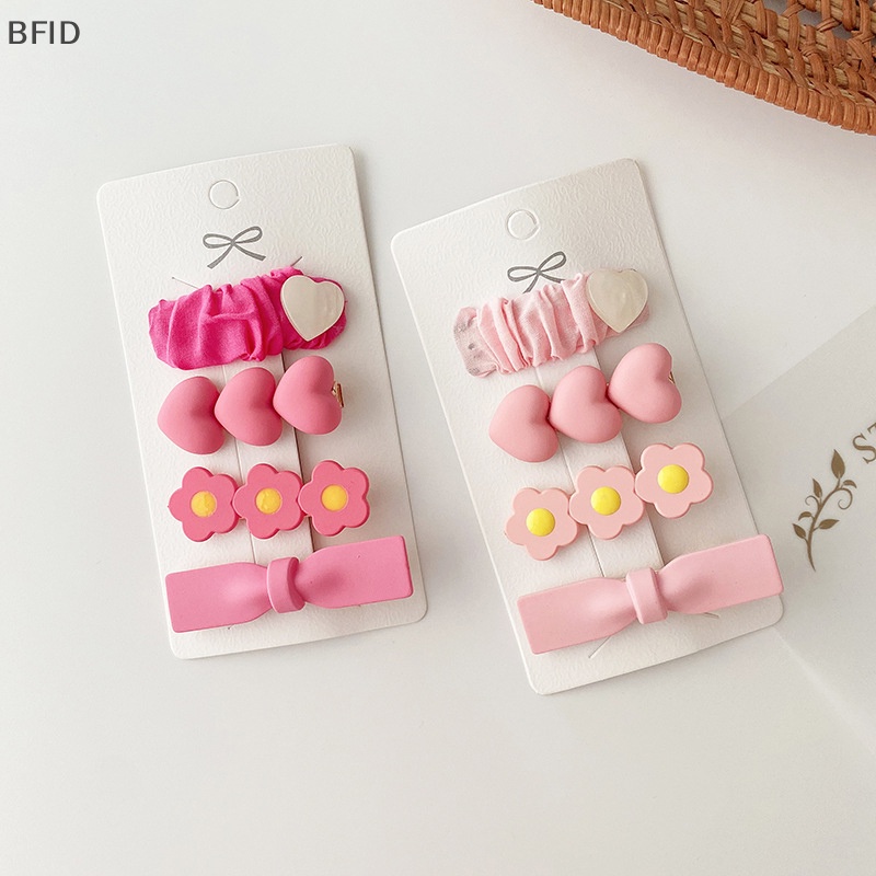 [BFID] 4/2pcs Aksesoris Rambut Anak Baru Sweet Pink Flower Bow Hair Clips Kids Cut [ID]