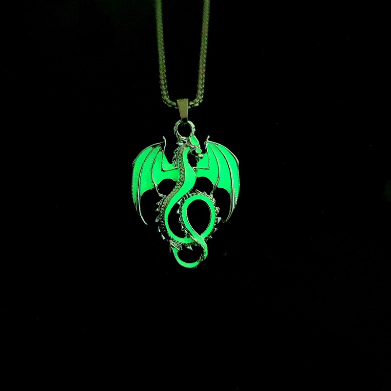 [BFID] Luminous Kalung Untuk Wanita Pria Punk Glow In The Dark Kalung Gothic Naga Liontin Rantai Leher Pesta Halloween Perhiasan Hadiah [ID]