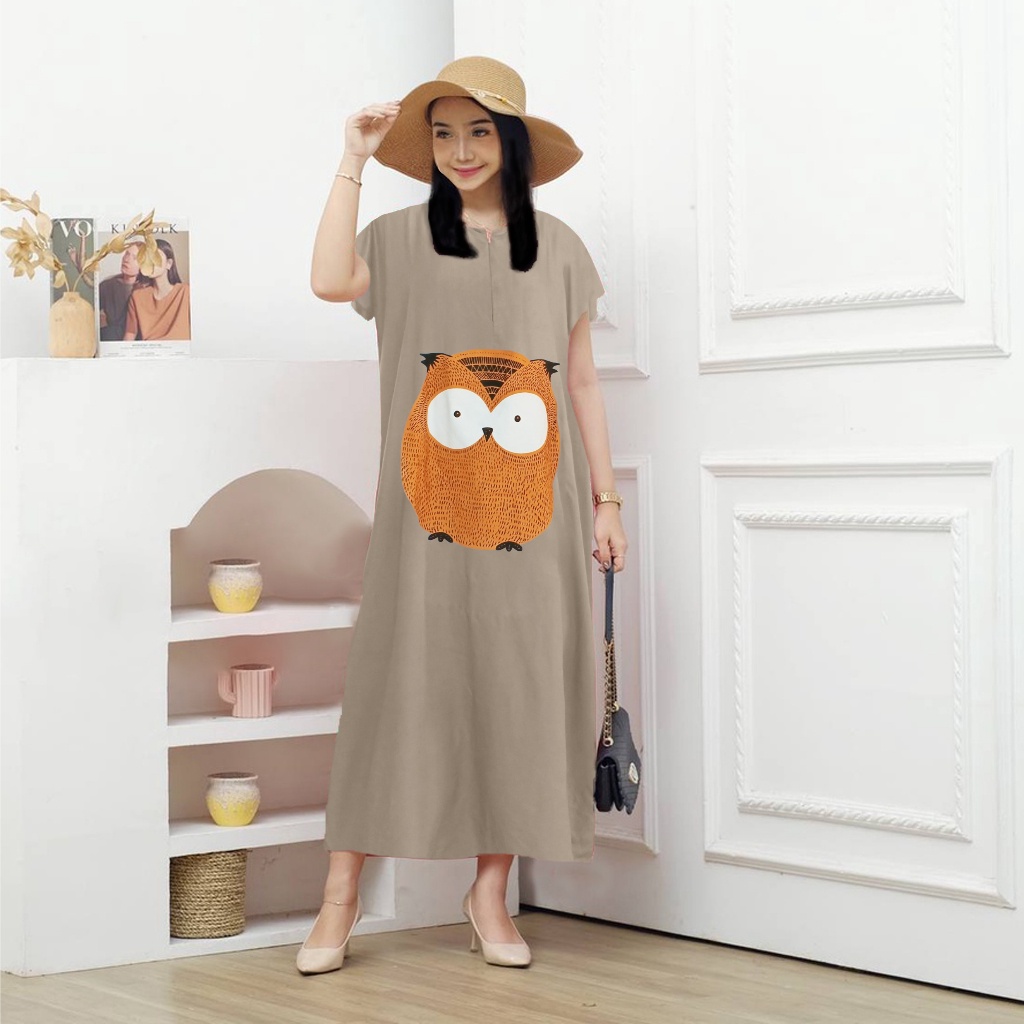 Dress Daster Owl Bahan Rayon Halus LD120 Busui Friendly