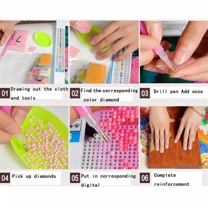 Diamond Painting Full Drill Dengan Bingkai Foto / Diamond Painting 5D Set DIY Ukuran 8cm x 8cm