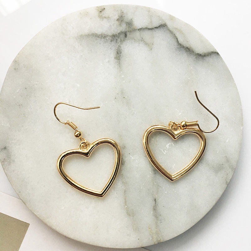 Jantung Logam Drop Anting-Anting Wanita Berongga Geometris Cinta Anting-Anting Perhiasan Hadiah Pesta