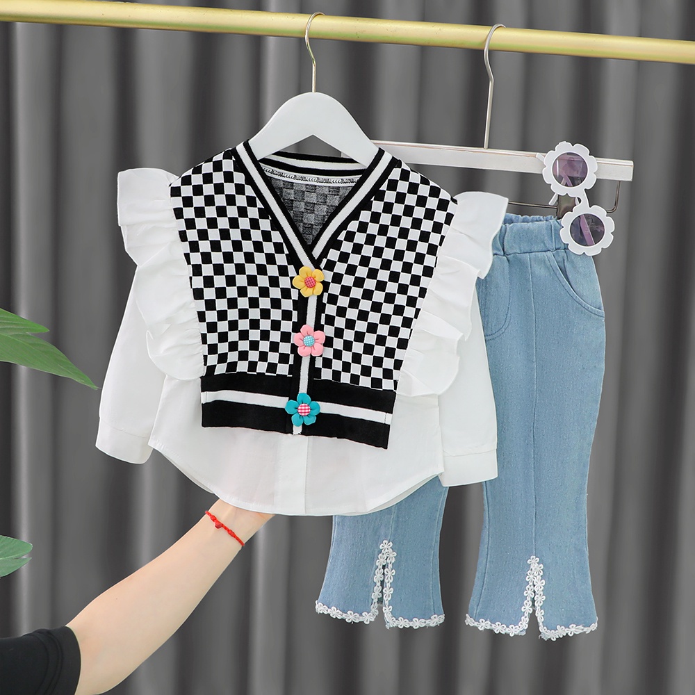 {Baru Datang} SC-1448 Setelan Jeans Anak Import DEVYN  / Setelan Anak Kombinasi Rajut / Grosir Setel