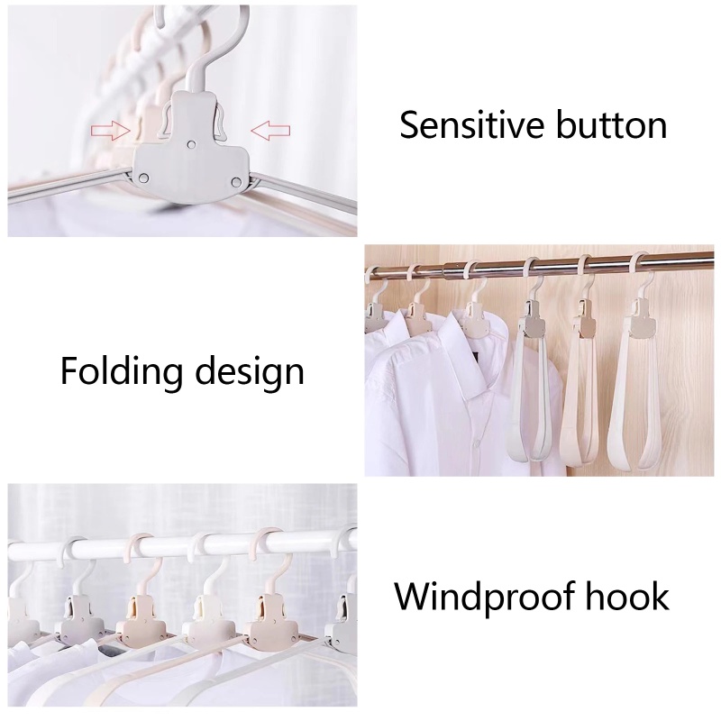 Warna Acak Gantungan Travel Lipat Portabel Hemat Ruang Rak Pakaian Plastik Non-Slip Multi Fungsi Alat Penyimpanan Kreatif