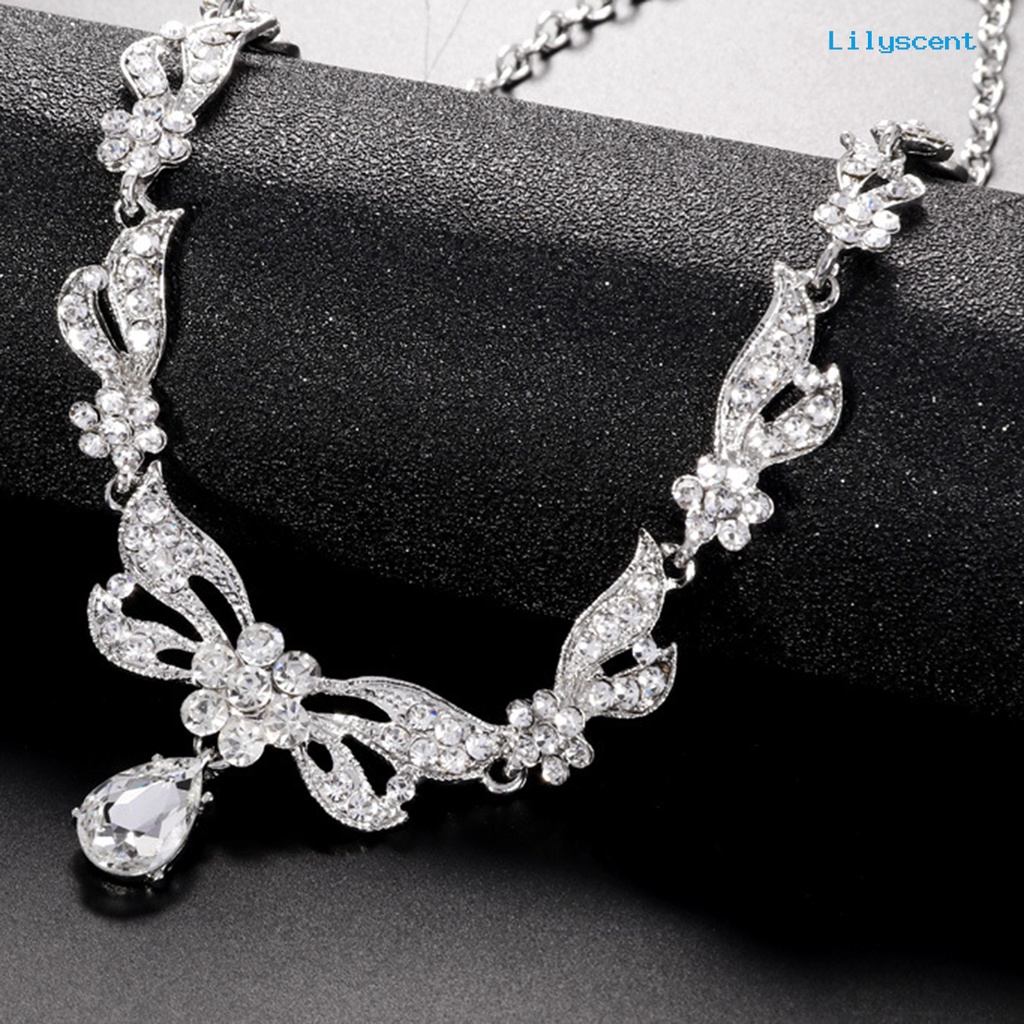 [LS]1 Set Kalung Anting Pengantin Perhiasan Berlian Imitasi Dapat Disesuaikan Berlebihan Set Perhiasan Ringan Untuk Pernikahan