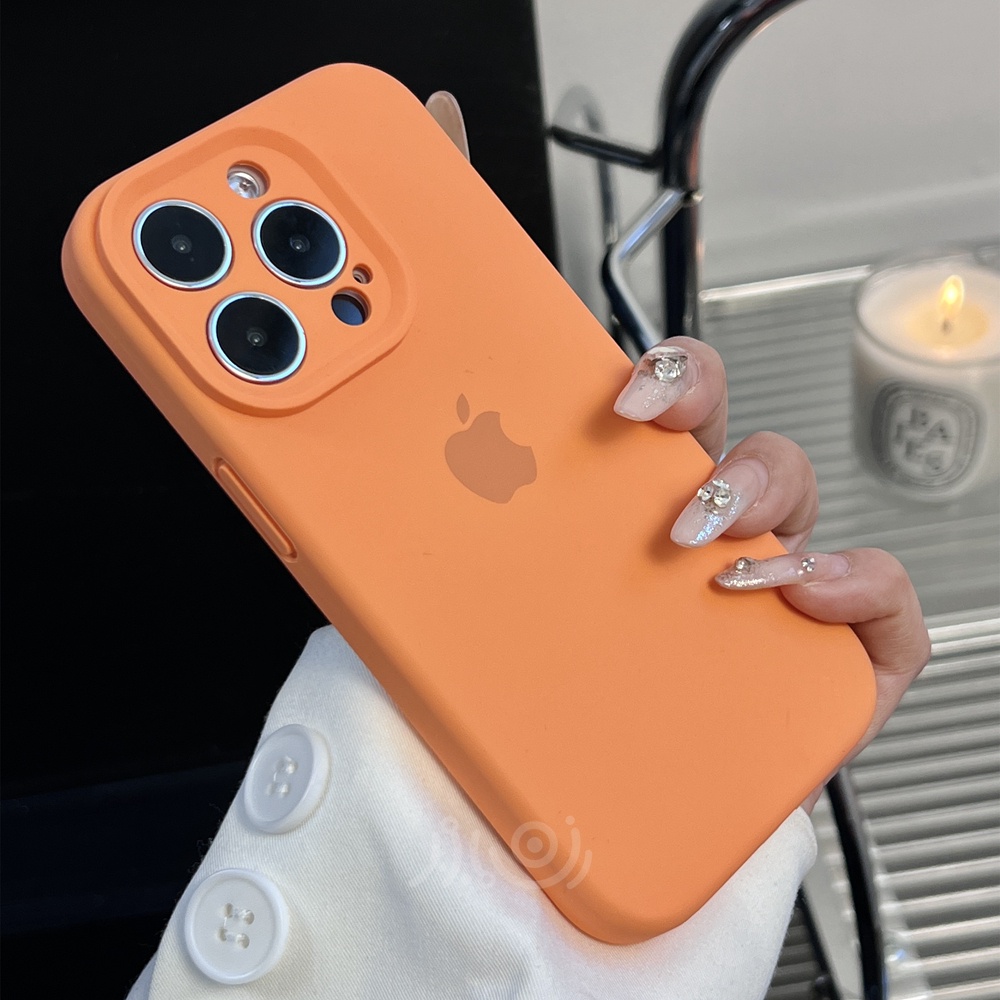 IPHONE Casing Ponsel Silikon Cair Lembut Untuk Iphone11 12 13 14 Pro Max14 Plus Case Full Cover Shockproof Casing Penutup Belakang