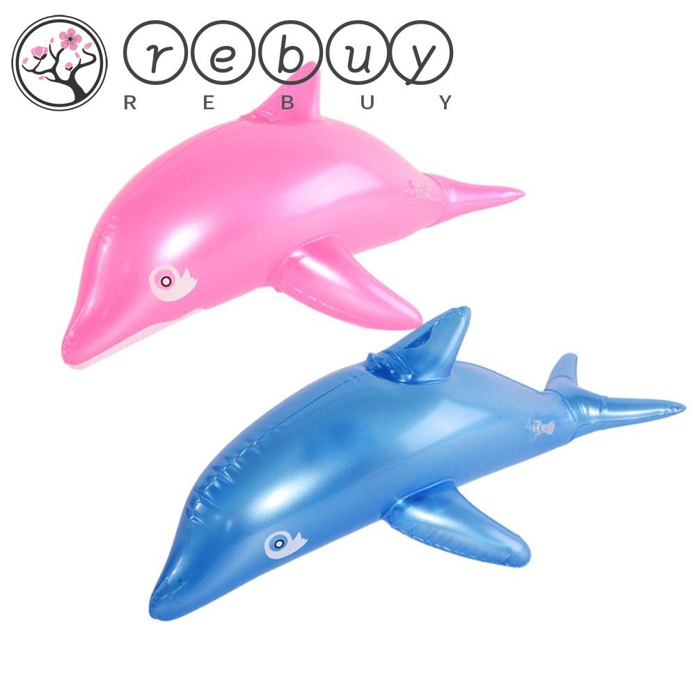 REBUY Rebuy Inflatable Dolphin Lucu Mainan Untuk Cewek Cowok PVC Dolphin Blow Toy Mainan Luar Ruangan Kolam Renang Pesta Mainan Tiup