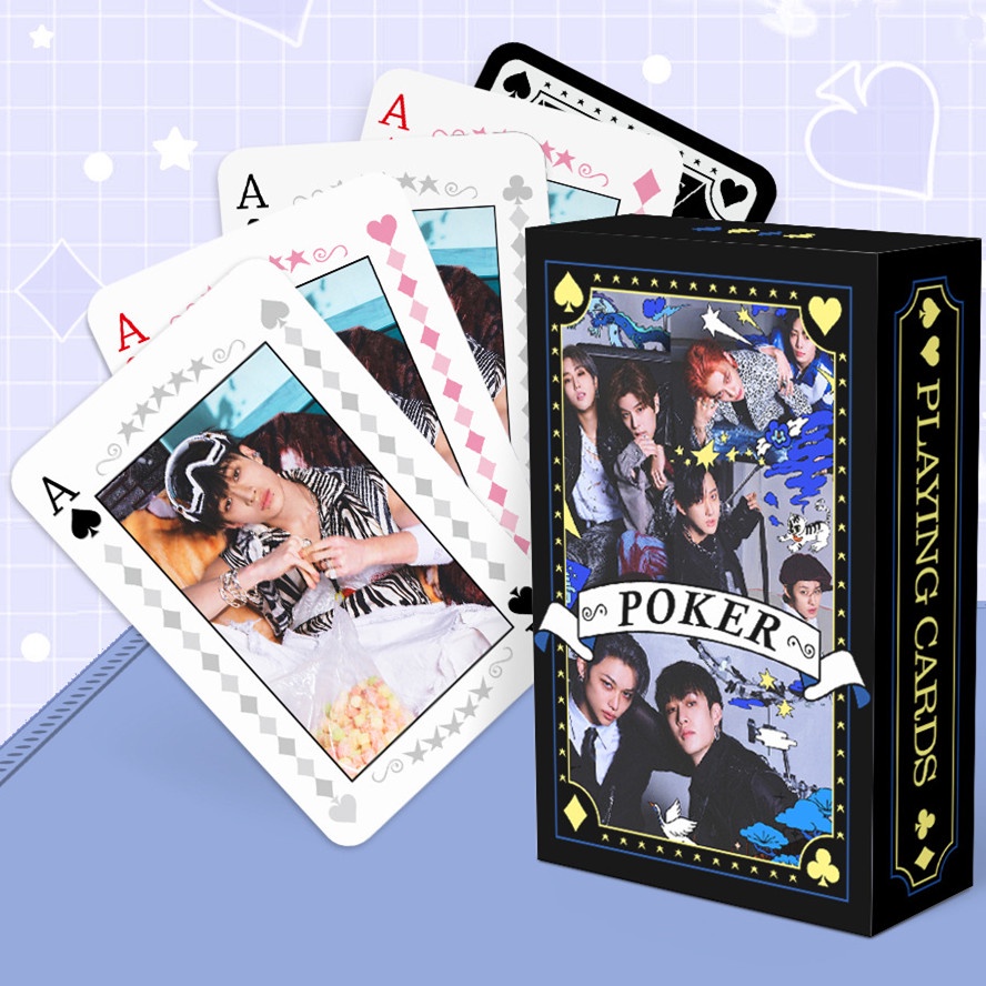 60pcs /box Hitam-PINK BT-S TWICE Poker Card STRAY KIDS TXT NJ Kpop Kartu Bermain