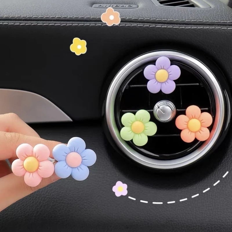 [warna Random] bunga lucu aromaterapi mobil ac Outlet parfum klip / Auto Air Freshener Colorful Flora Decor mobil / aksesoris Interior / tidak termasuk aromaterapi