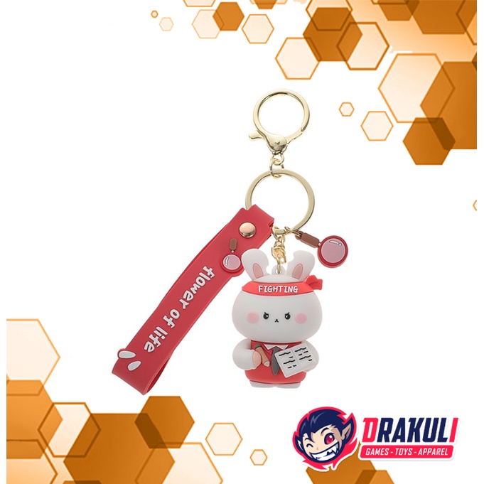 Acc Baimao Bunny Keychain Flower Of Life Red