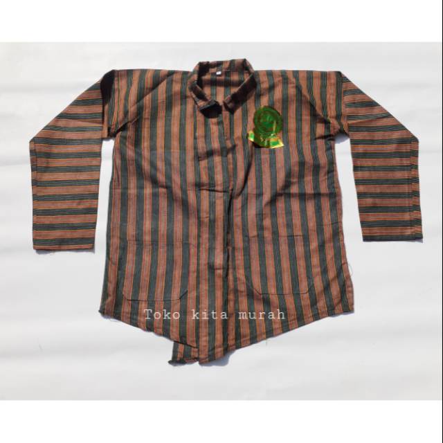 Kebaya dan Sorjan Baju lurik jawa warna hijau coklat // baju adat jawa // baju lurik // surjan lurik