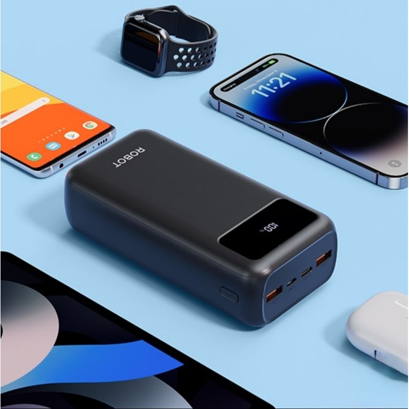 ( RT 32 30000 MAH )- Powerbank 30000mAh Robot RT32 Original POWER BANK GARANSI WARNA HITAM