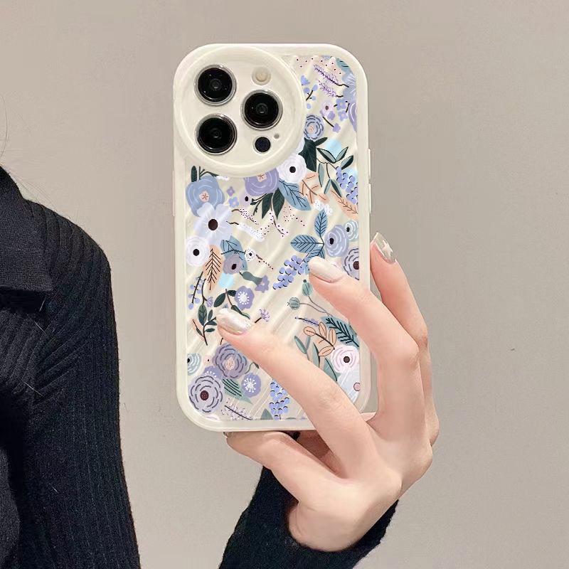 IPHONE Casing Ponsel Riak Air Bunga Kompatibel Untuk Iphone11 13 12 14 Pro Max14 Plus XR X XS MAX 7Plus 8Plus 7 8 SE 2020 2022 Sarung Tahan Guncangan