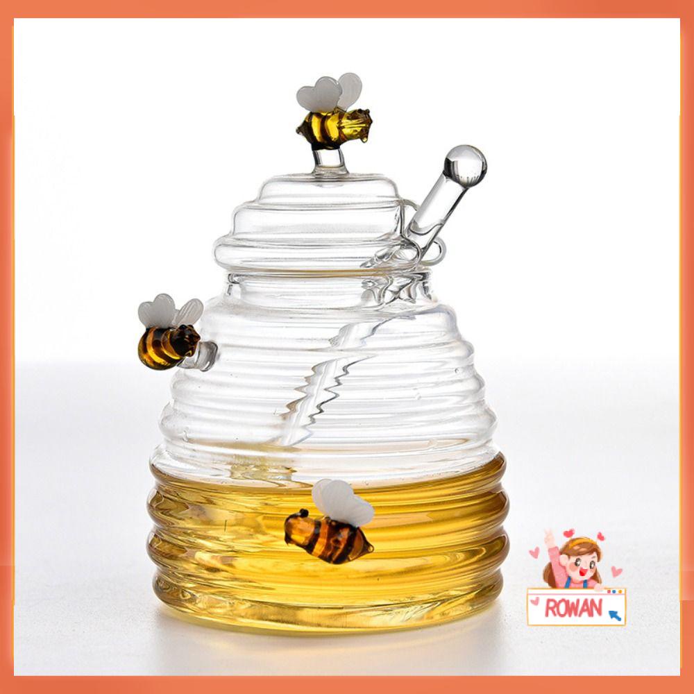 R-FLOWER Glass Honeycomb Tank Bening Dengan Tutup Syrup Botol Madu